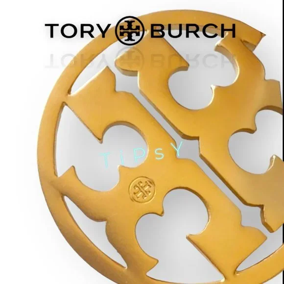 Beautiful Tory Burch Black and Gold Miller Hoop Earrings - Picture 5 of 7